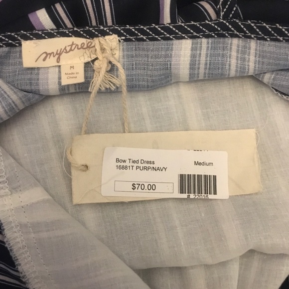 NWT Mystree Blue/Purple Stripe Bow Dress sz M - Picture 4 of 7